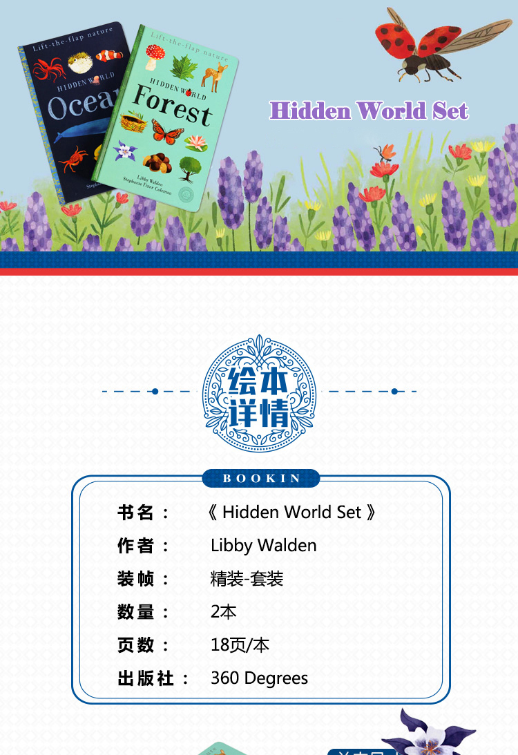 【原版精装2册】亲子互动翻翻书儿童科普百科隐藏的世界Hidden World Set儿童宝宝启蒙科谱认知书儿童百科翻翻书 BQ儿童读物原版书