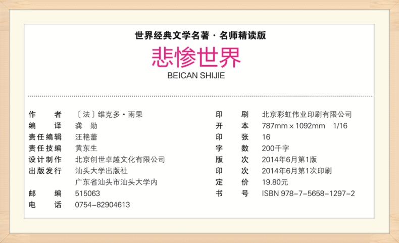正版悲惨世界 文学小学生课外阅读物