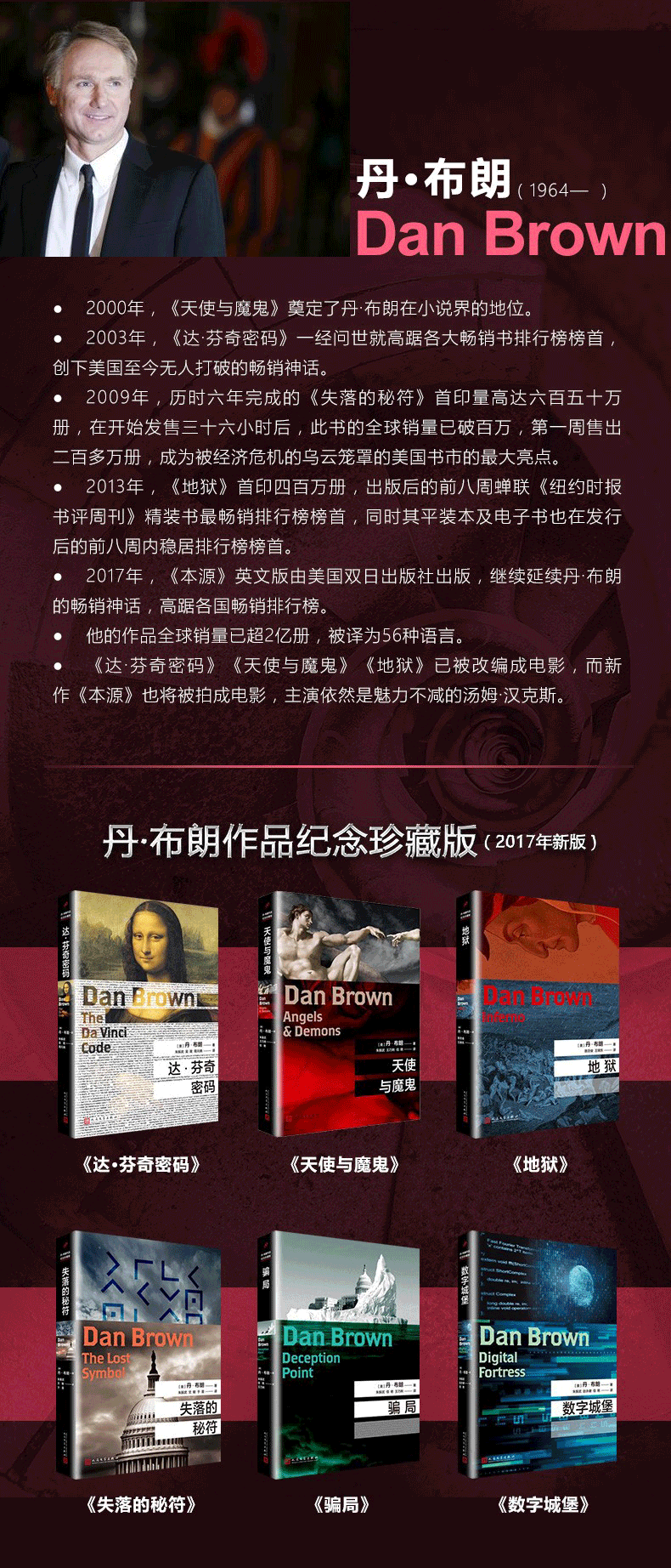 7冊丹布朗全集本源地獄騙局數字城堡失落的秘符天使與魔鬼達芬奇密碼