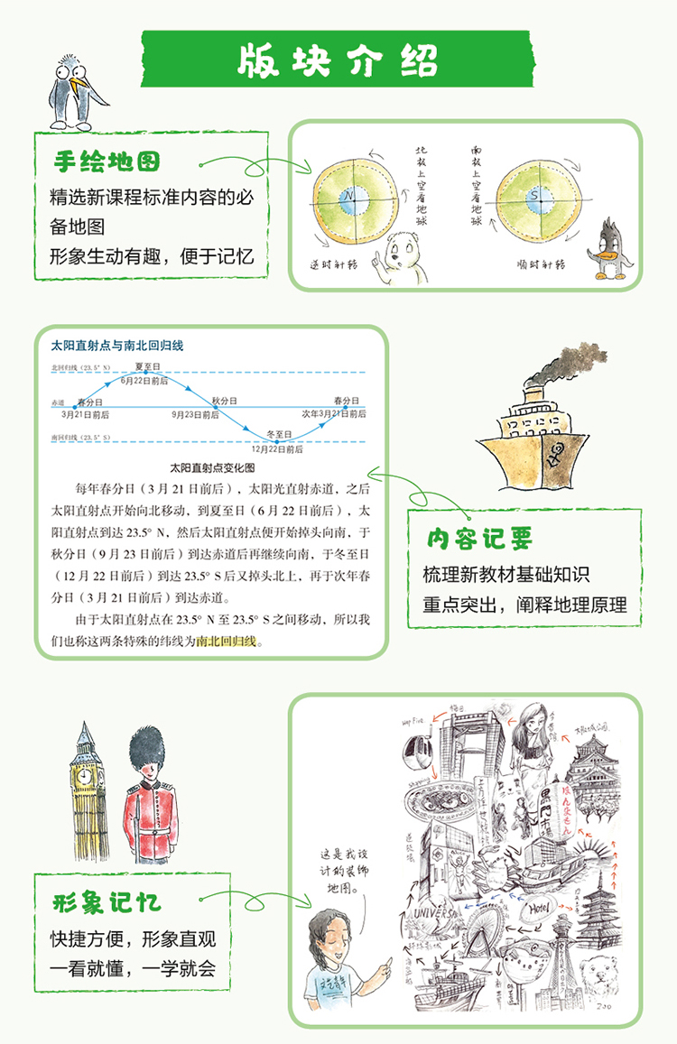 2020北斗地图新书 初中地理手绘图册 北斗地图册初中地理图文详解地图册中考地理教辅复习资料书