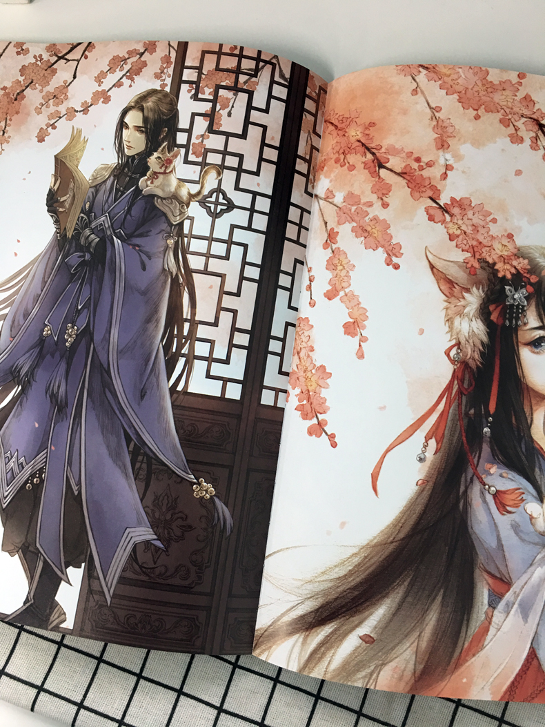 扫花寻径古戈力画集全套2册手绘线稿填色本半面妆插画唯美古风女人物