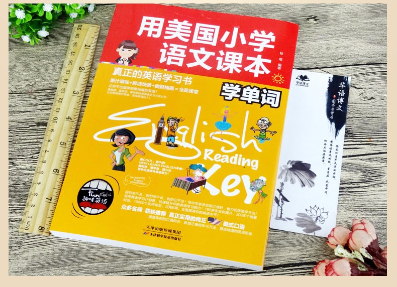 4册 用美国小学地理语文数学自然课本学单词 英汉双语读物小学生英语课外读物 英语单词学习书籍 全4册用美国小学地理语文数学自然课本学单词