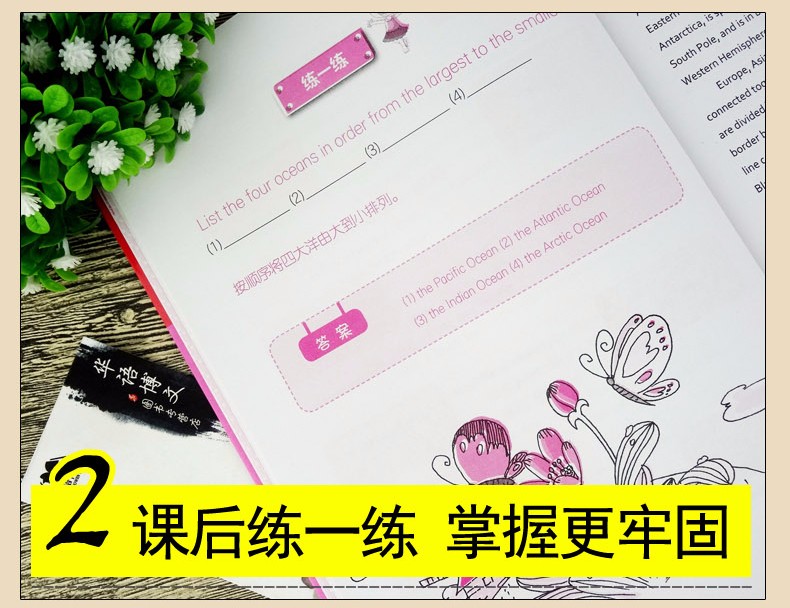 4册 用美国小学地理语文数学自然课本学单词 英汉双语读物小学生英语课外读物 英语单词学习书籍 全4册用美国小学地理语文数学自然课本学单词