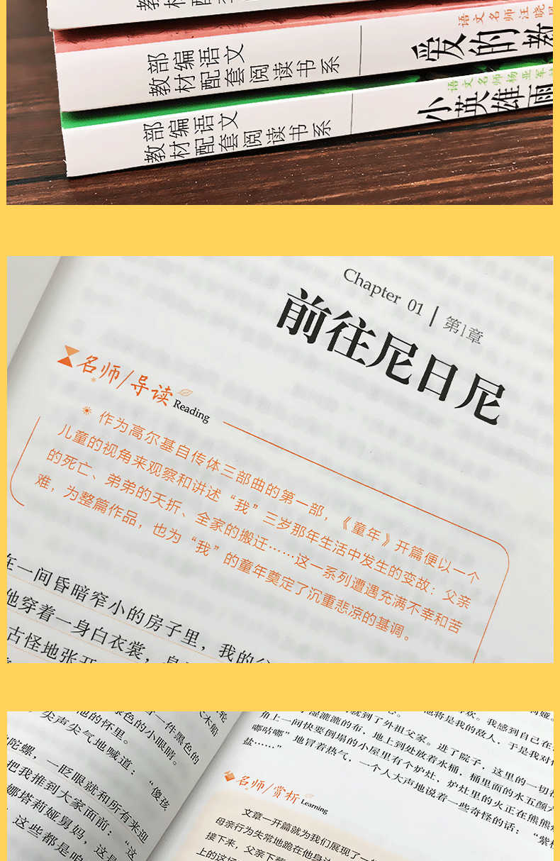 童年书高尔基六年级正版小英雄雨来爱的教育经典原著完整版世界名著书籍文学全套3册 6年级上册必读课外书