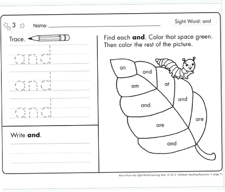 英文原版 Now I Know My Sight Words Learning Mats Grades K-2 学乐幼儿园涂画练习册