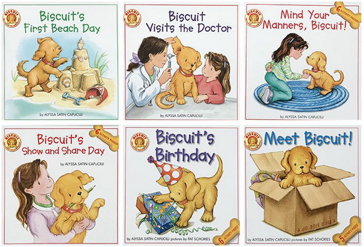 英文原版绘本 Biscuit Take-Along 6 Book Box Set 小饼干狗6册故事图画书礼盒装 含贴纸与配对游戏