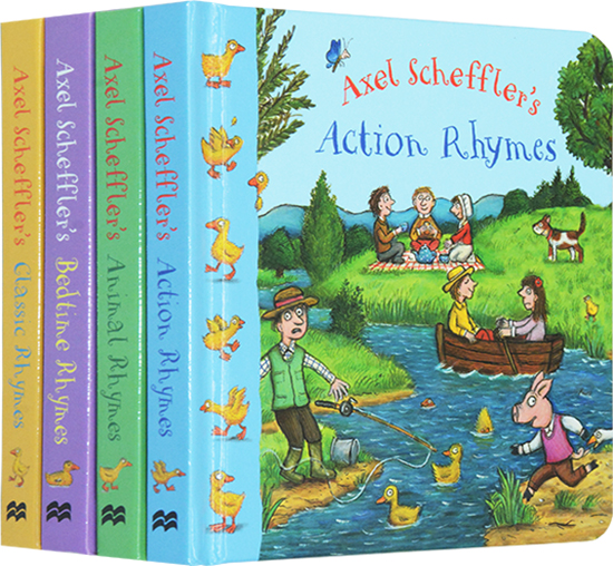 英文原版 Axel Scheffler’s 4册 礼品手提袋纸板书 咕噜牛插画师 幼儿启蒙认知英语学习 Axel Scheffle