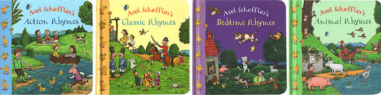 英文原版 Axel Scheffler’s 4册 礼品手提袋纸板书 咕噜牛插画师 幼儿启蒙认知英语学习 Axel Scheffle