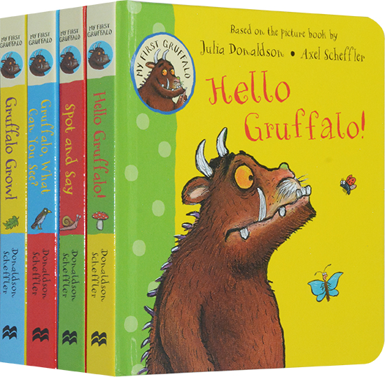 英文原版 Hello Gruffalo 4册礼品手提袋纸板书 咕噜牛作者 Julia Donaldson 睡前纸板书4册 幼儿启蒙认知  Axel Scheffle
