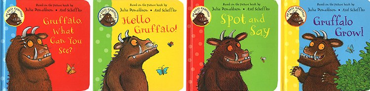 英文原版 Hello Gruffalo 4册礼品手提袋纸板书 咕噜牛作者 Julia Donaldson 睡前纸板书4册 幼儿启蒙认知  Axel Scheffle