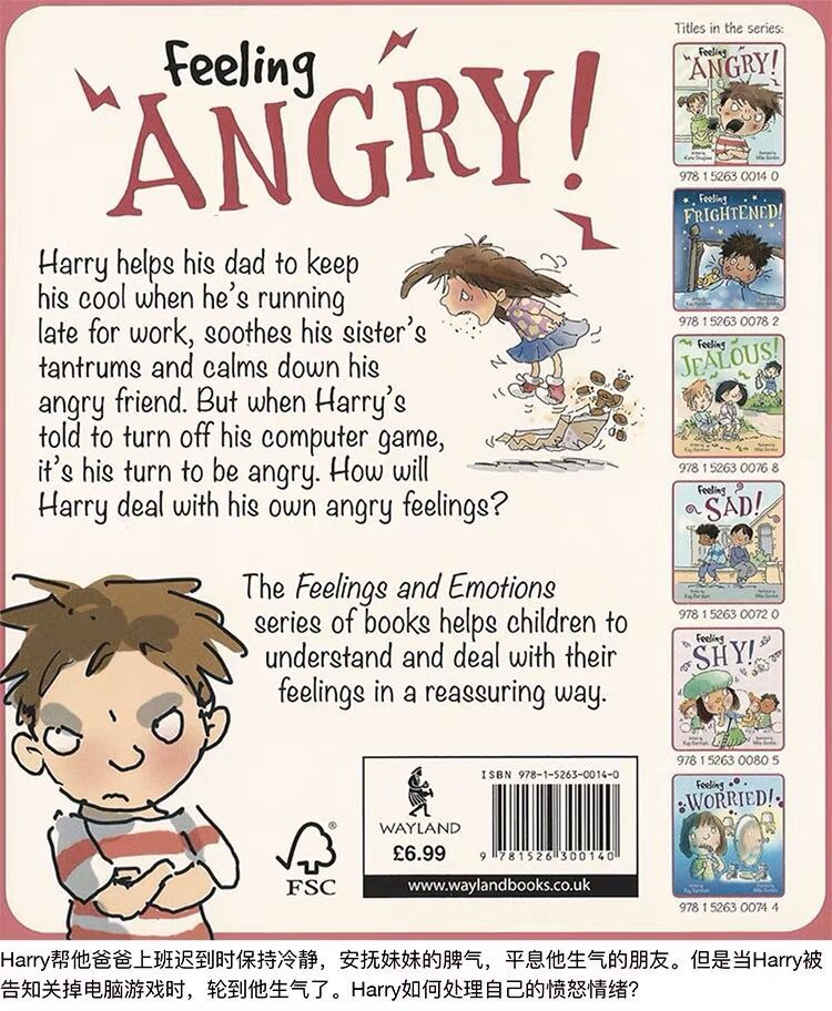 英文原版绘本 Feelings and Emotions 6册合售 儿童情绪培养 行为习惯学习 绘本图画书