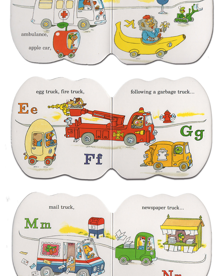 英文原版Richard Scarry Cars and Trucks from A to Z 纸板书 小卡车字母纸板书 斯凯瑞 儿童入门英文版 儿童绘本 图画故事书