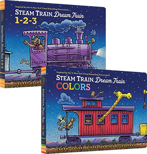 英文原版 Steam Train Dream Train 1-2-3 Colors 好厉害 小车迷系列 2册 纸板书 幼儿认知启蒙图画书