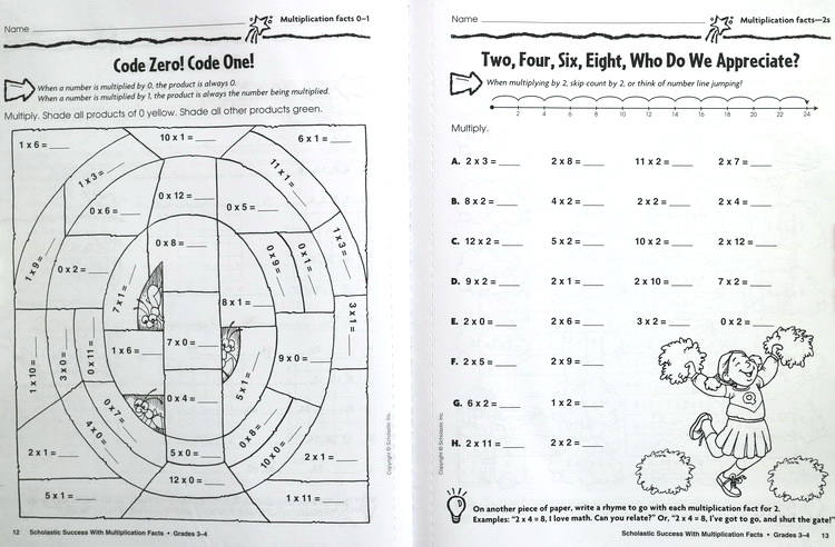 学乐成功系列 Scholastic Success with Multiplication Facts, Grades 3-4 三年级 四年级 乘法练习 小学生家庭练习册 英文原版