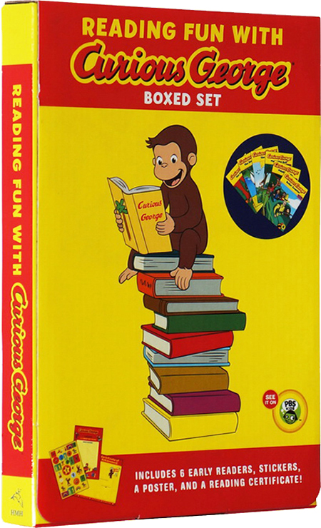 英文原版 Reading Fun with Curious George 6册礼盒装好奇猴乔治分级读物 附海报贴纸  英文启蒙绘本