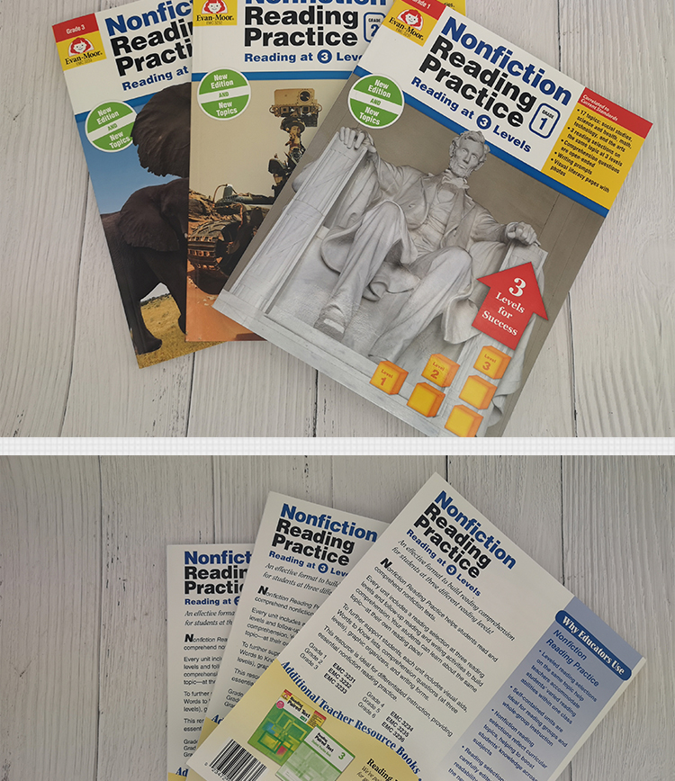 小学低年级 Nonfiction Reading Practice Grade 1-2-3年级 非虚构故事阅读强化 3册 美国加州教材阅读与实践 Evan Moor