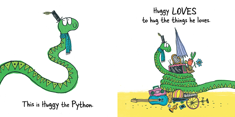 英文原版 Wee Beasties:Huggy the Python Hugs Too Hard 纸板书 儿童英语启蒙学习绘本 趣味图画故事故事书 Ame Dyckman