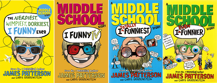 英文原版 Middle School 姐妹篇 I Funny 撞墙吐槽日记 4册合售  儿童章节桥梁小说书 James Patterson