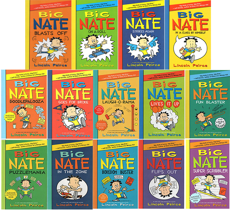 14册 Big Nate 我们班有个捣蛋王系列 大内特冒险记英文原版青少年课外阅读 儿童爆笑漫画章节书含8册章节书+6册活动书