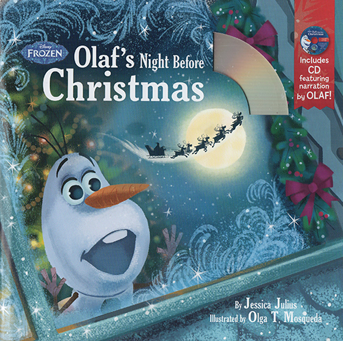 现货 英文原版 冰雪奇缘 雪宝的圣诞夜 Olaf’s Night Before Christmas Book 附CD 迪士尼 亲子唱读绘本