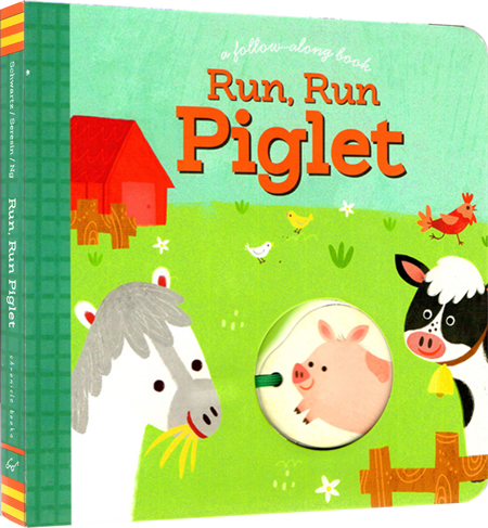 英文原版 Run Run Piglet 小猪仔拉绳纸偶游戏操作书 启蒙故事纸板 创意互动 Chronicle出品