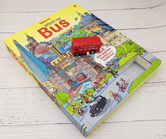 预售 Usborne Wind-up Bus 发条公交车 四条轨道跑跑乐地板玩具书 儿童英语纸板书 英文原版进口图书 尤斯伯恩