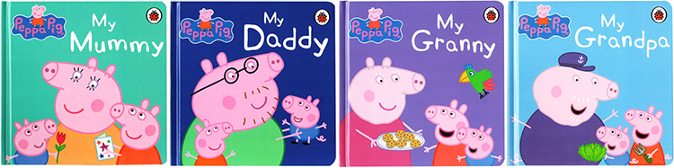 英文原版 Peppa’s Family 粉红猪小妹 小猪佩奇大家庭 纸板书4册套装 My Mummy Daddy Granny Grandpa 英语启蒙 儿童故事绘本