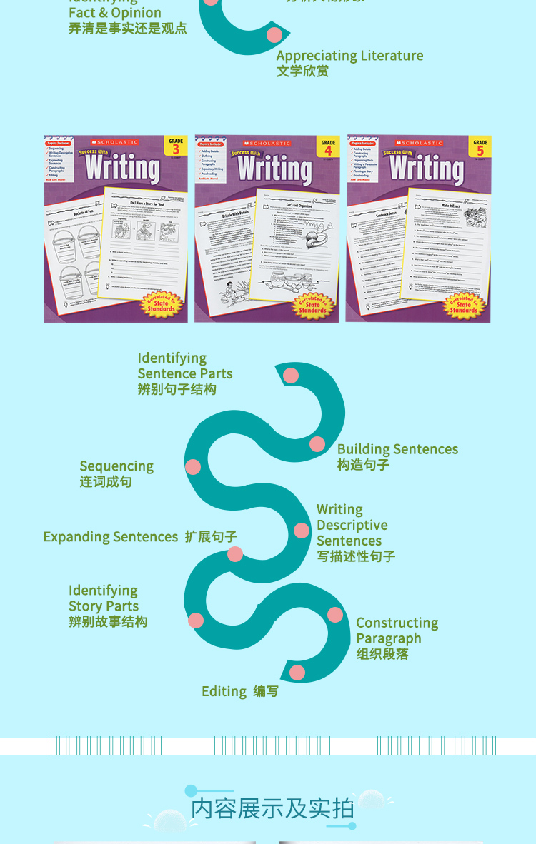 小学高年级学乐成功系列 Scholastic Success 三四五年级 9册套 Grammar/Writing/Reading 语法/写作/阅读理解  家庭练习册