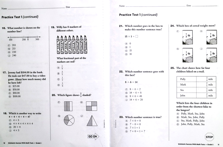 学乐成功系列 Scholastic Success With Math Tests, Grade 3 三年级 数学测试题 小学生家庭练习册 英文原版