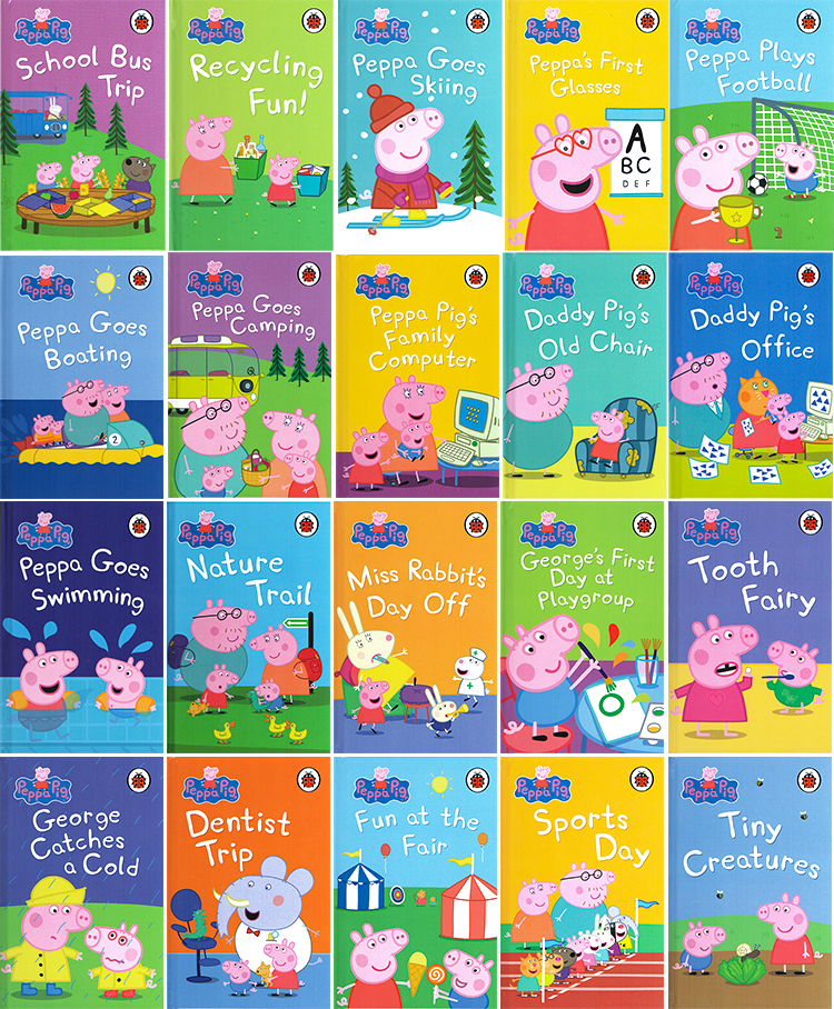 小猪佩奇英文原版睡前故事 Peppa pig Bedtime Box of Books20册粉红猪小妹精装版礼盒装Read It Yourself Ladybird小瓢虫分级读物