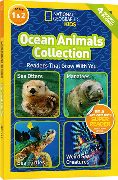 英文原版 National Geographic Kids Ocean Animals Collection 4个海洋动物故事合辑 L1L2 美国国家地理儿童百科分级读物STEM课程