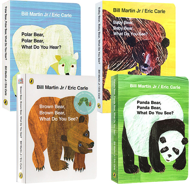 送音频 英文原版绘本艾瑞卡尔 Eric Carle Brown Bear Brown Bear What Do You See 棕色的熊4册英语启蒙纸板书 panda bear