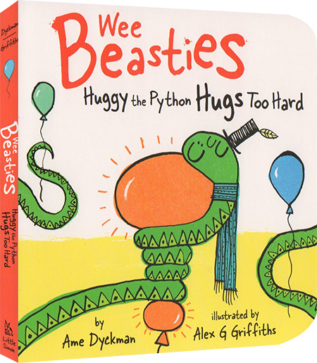 英文原版 Wee Beasties:Huggy the Python Hugs Too Hard 纸板书 儿童英语启蒙学习绘本 趣味图画故事故事书 Ame Dyckman