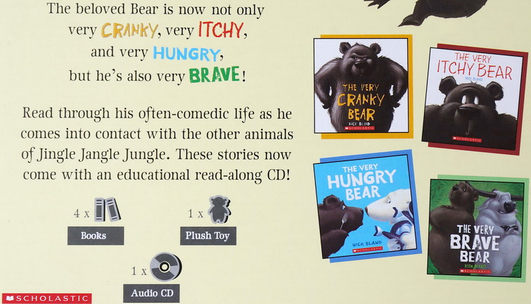 The Very Cranky Bear/Itchy Bear/Hungry Bear/Brave Bear 礼盒装4册+1CD+主题毛绒玩偶 英文原版 非常熊系列 情绪绘本