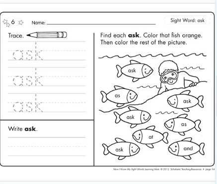 英文原版 Now I Know My Sight Words Learning Mats Grades K-2 学乐幼儿园涂画练习册