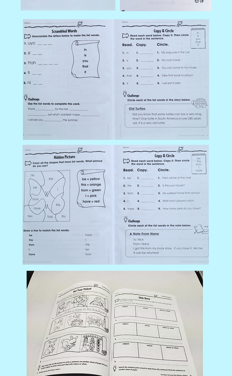 低年级学乐成功系列 Scholastic Success 学前 一年级 二年级 8册Grammar Writing Reading Sight Words写作阅读理解常见字 练习册