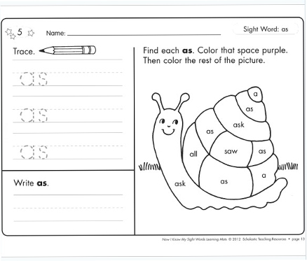 英文原版 Now I Know My Sight Words Learning Mats Grades K-2 学乐幼儿园涂画练习册