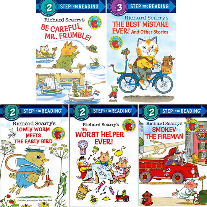 英文原版 Richard Scarry’s 斯凯瑞 5册 step into reading 美国兰登经典分级读物 绘本图画书