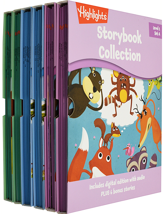 英文原版Highlights Storybook Collection Level 1 2 3 Set A B内附答案初级6盒36册儿童图画故事书 亲子互动学习认知家庭练习册