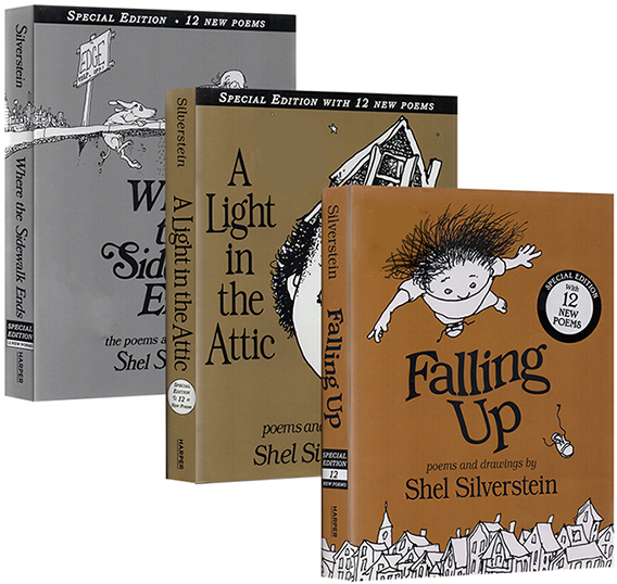 诗歌三部曲 爱心树作者谢尔希尔弗斯坦 A Light in the Attic 英文原版精装诗集诗词诗画特别版绘本 童诗3册 Shel Silverstein