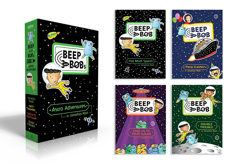 英文原版 Beep and Bob’s Astro Adventures 哔哔和波波的太空冒险 4册盒装 儿童冒险科幻小说 小学生课外读物