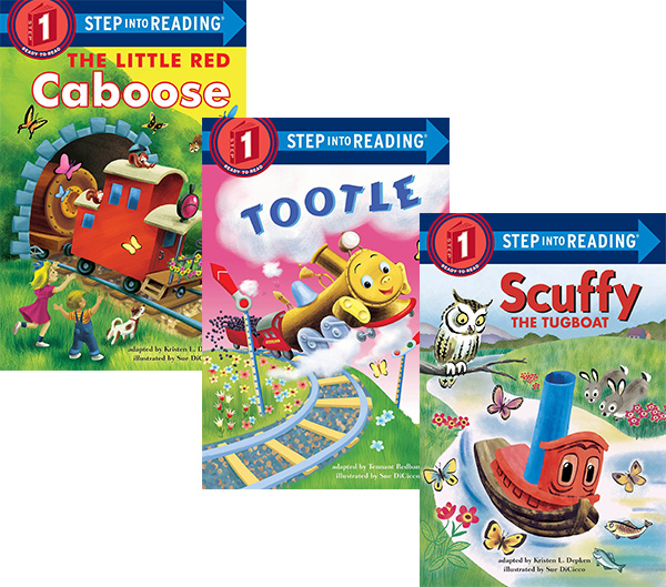 英文原版 Tootle/Little Red Caboose/Scuffy 交通工具 3册 step into reading 美国兰登经典分级读物