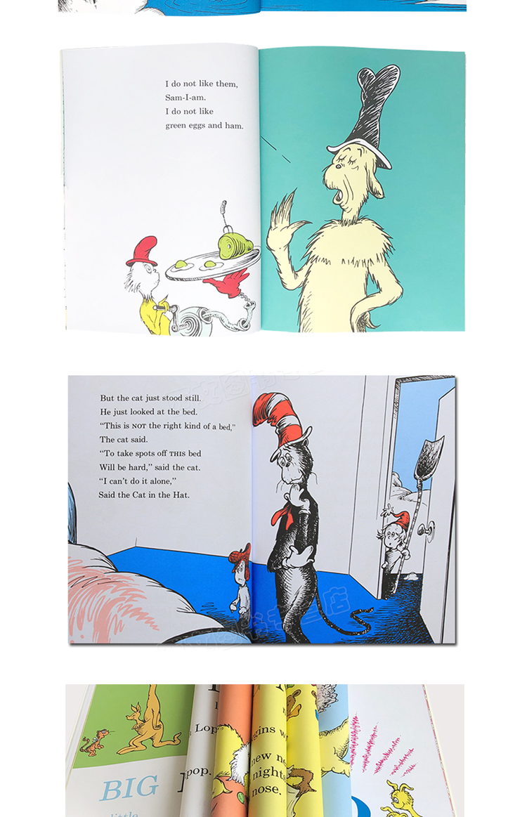 大开本12册 Dr Seuss 苏斯博士英文原版绘本 廖彩杏书单推荐 儿童分级读物 幼儿英语启蒙 Green Eggs and ham/Fox in Socks