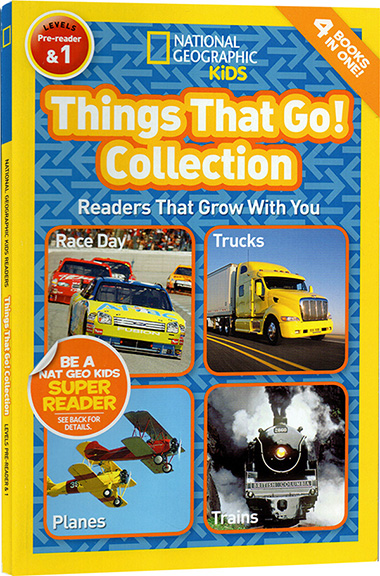 英文原版National Geographic Kids Readers Things That Go Collection 4个交通工具故事入门级 L1 美国国家地理儿童百科STEM课程