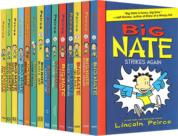 14册 Big Nate 我们班有个捣蛋王系列 大内特冒险记英文原版青少年课外阅读 儿童爆笑漫画章节书含8册章节书+6册活动书