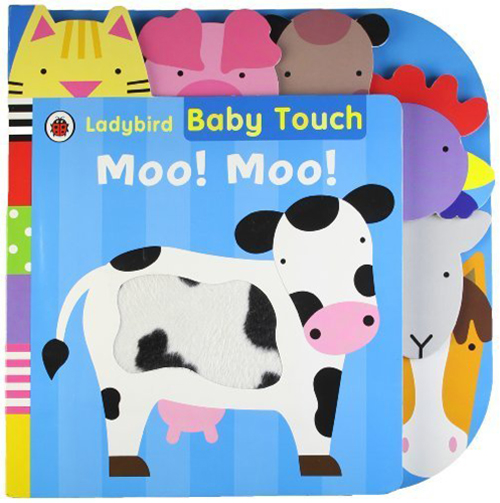 英文原版 Ladybird系列 Moo Moo/ Tummy Time 2册合售 大开本纸板触摸书 360度剧场立体书 儿童早教益智绘本