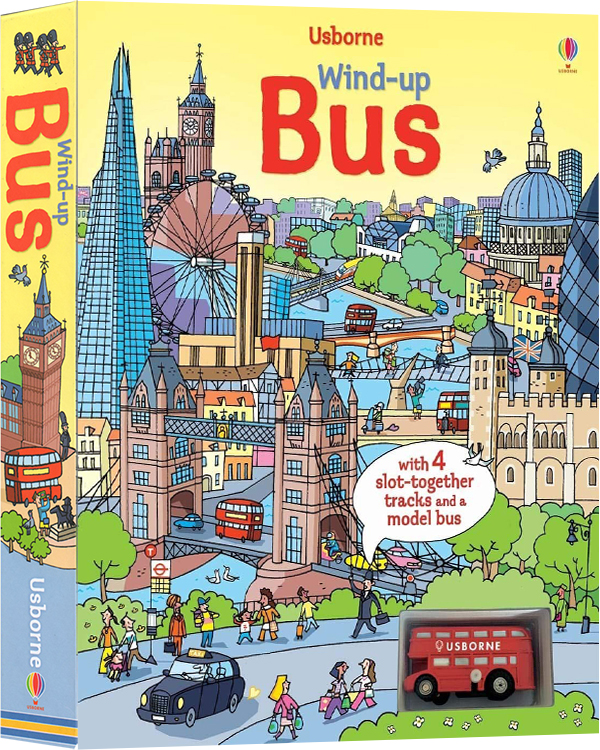 预售 Usborne Wind-up Bus 发条公交车 四条轨道跑跑乐地板玩具书 儿童英语纸板书 英文原版进口图书 尤斯伯恩