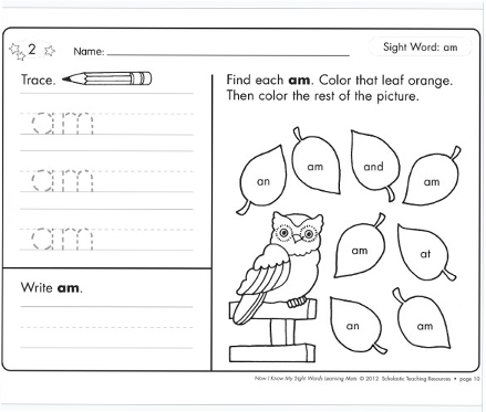 英文原版 Now I Know My Sight Words Learning Mats Grades K-2 学乐幼儿园涂画练习册