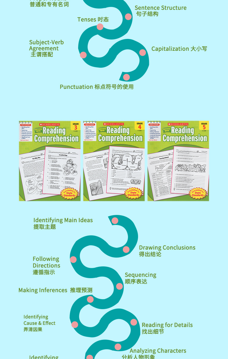 小学高年级学乐成功系列 Scholastic Success 三四五年级 9册套 Grammar/Writing/Reading 语法/写作/阅读理解  家庭练习册