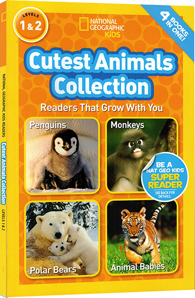 英文原版 National Geographic Kids Cutest Animals Collection 4个故事合辑  L1L2 美国国家地理儿童百科分级读物 小学STEM课程